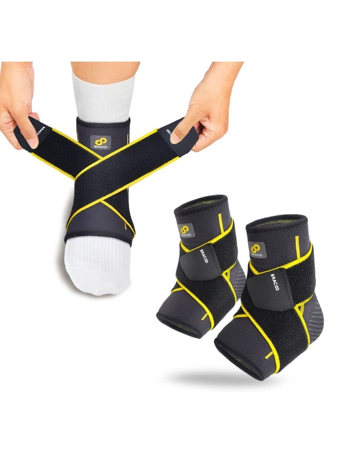 BRACOO Ankle Airy Sleeve, Adjustable Compression Ankle Support Men & Women, Ankle Brace for Sprain, Pain Relief, Injury Recovery, FS60, 1 Pair (L/XL) - Image 1